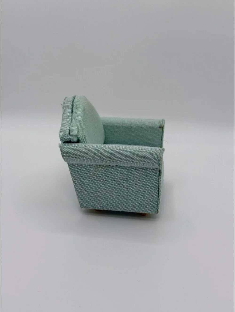 1:12 Scale Dollhouse Miniature Armchair Mint Green Upholstered Wooden Legs